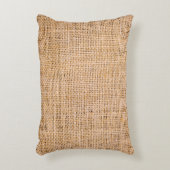 ヘッセンのサッククロスの黄褐色の織り目の背景 アクセントクッション (正面(垂直))