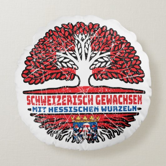 ヘッセンHessisch Schweizer Schweiz Baum Wurzel ラウンドクッション (正面)