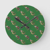 ヘッドとテールのフェスティバルTrex緑パターン ラウンド壁時計 (正面)