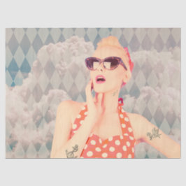 ヘッドインザクラウドピンアップスタイルレトロガール 薄葉紙