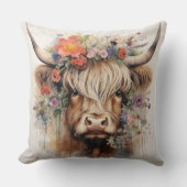 ヘッドウェアのハイランド牛3 / 4 クッション (正面)