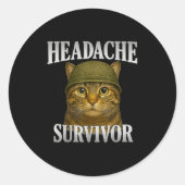 ヘッドエイク生き残り猫ミームおもしろいキッテンギフトマン ラウンドシール (正面)
