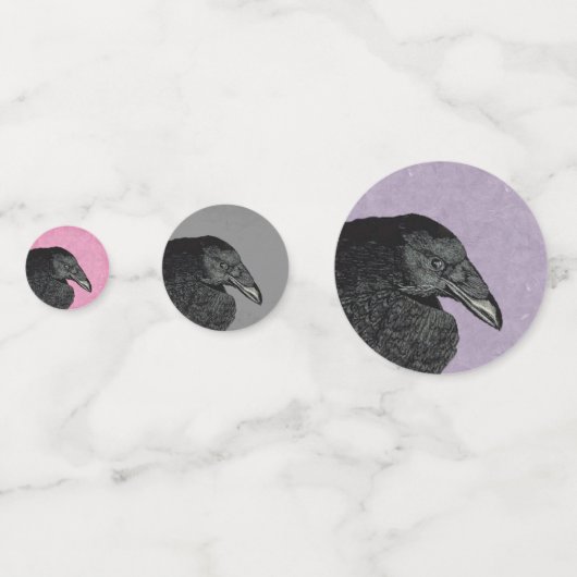 ヘッドオブブラッククロウイラストレーションパープルグレーピンク コンフェッティ (正面)