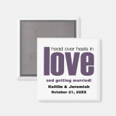 ヘッドオーバーヒール日付磁石、紫を保存 マグネット (正面/裏面)