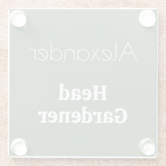 ヘッドガーデナーグリーンガーデニングをテーマパーソナライズされた ガラスコースター (裏面)