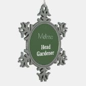 ヘッドガーデナーパーソナライズされたノベルティガーデンテーマ スノーフレークピューターオーナメント (左)