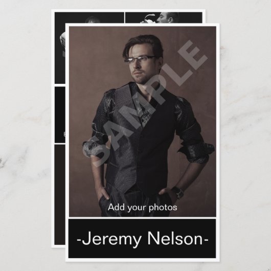 ヘッドショットアクターのコンポジットカード (正面/裏面)