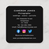 ヘッドショットフォトソーシャルメディアFreelanceフォトグラファー スクエア名刺 (裏面)