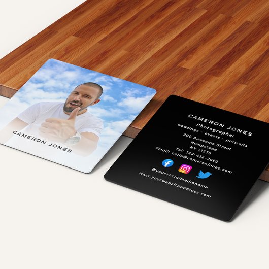 ヘッドショットフォトソーシャルメディアFreelanceフォトグラファー スクエア名刺