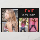 ヘッドショットモデルのコンポジットカー手頃ド チラシ (正面)