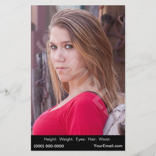 ヘッドショットモデルのコンポジットカー手頃ド チラシ (裏面)