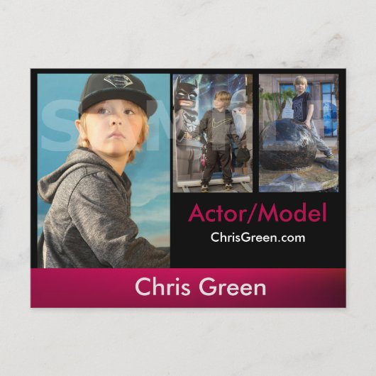 ヘッドショットZED/COMPカードはアクターをモデル化 ポストカード (正面)