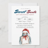 ヘッドスカーフエレガントシークレットサンタパーティー付き女の子 招待状 (正面)