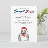 ヘッドスカーフエレガントシークレットサンタパーティー付き女の子 招待状 (スタンド正面)