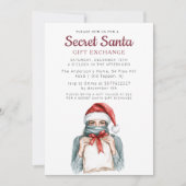 ヘッドスカーフ付き女の子シークレットサンタクリスマスパーティー 招待状 (正面)