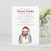 ヘッドスカーフ付き女の子シークレットサンタクリスマスパーティー 招待状 (スタンド正面)