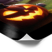 ヘッドストーンに乗ったハロウィーンのカボチャ ポスター (コーナー)