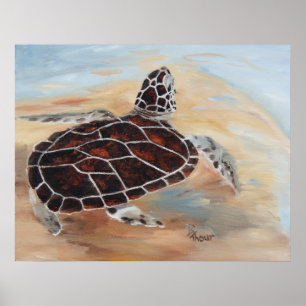 ヘッドズアップタートルホテルプリント ポスター