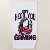 ヘッドセット付きゲームデザイン ビーチタオル (正面)