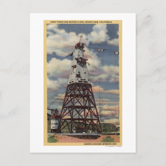 ヘッドタワー、ミキシングプラント、シャスタダム ポストカード (正面)