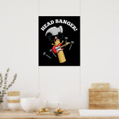 ヘッドバンガおもしろいー音楽パンズダークBG ポスター (キッチン)