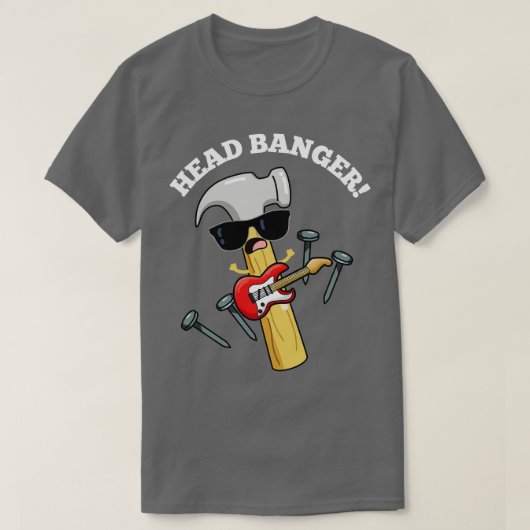 ヘッドバンガおもしろいー音楽パン Tシャツ (デザイン正面)