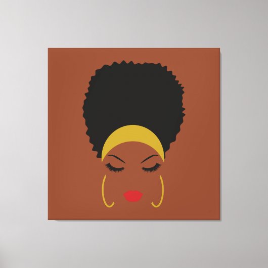 ヘッドバンドとアフロのパフの引き伸ばしキャンバス印刷 キャンバスプリント (正面)