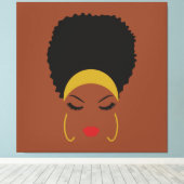 ヘッドバンドとアフロのパフの引き伸ばしキャンバス印刷 キャンバスプリント (インサイチュ (ウッドフロア))