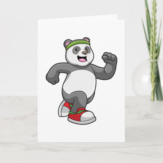 ヘッドバンドをつけたパンダが走る カード (正面)
