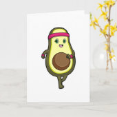 ヘッドバンドをつけてジョギングするアボカド カード (黄色い花)