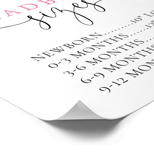 ヘッドバンドサイズ赤ちゃんシャワーピンクフローラ標識 ポスター (角)