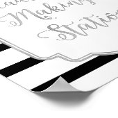 ヘッドバンド作成ステーションのサインシルバーブラックストライプ ポスター (角)