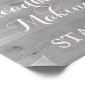 ヘッドバンド作成駅ピンク水彩ウッド ポスター (角)