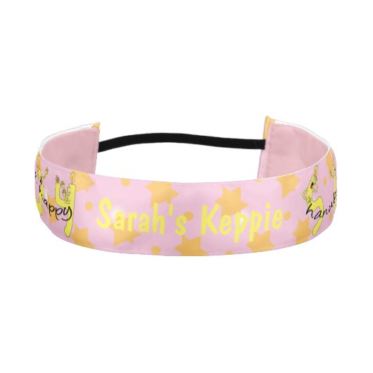 ヘッドバンドHanukkahキャンドルナンバー/ピンク/ピーチ アスレチックヘッドバンド (正面)