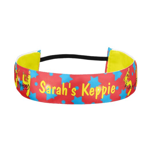 ヘッドバンドHanukkahキャンドルナンバー/赤/黄 アスレチックヘッドバンド (正面)