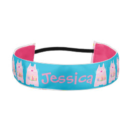 ヘッドバンドHanukkah Cats and Menorhs/Pink/Blue アスレチックヘッドバンド
