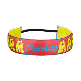 ヘッドバンドHanukkah Cats and Menorhs/Yellow/Red アスレチックヘッドバンド