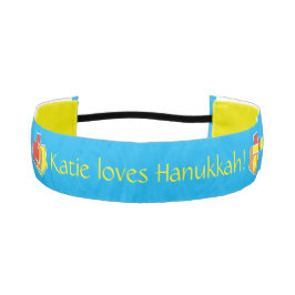ヘッドバンドHanukkah Dreidells黄色/赤/オレンジ アスレチックヘッドバンド