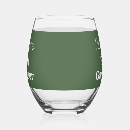 ヘッドパーソナライズされたガーデナーセージグリーン庭園愛好家 ステムなしワイングラス (左)