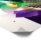 ヘッドピースを着た美しい黒カラフルの女性 ポスター (角)