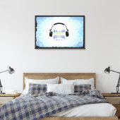 ヘッドフォンこうもりバー(ユダヤ教の)バル・ミツバーサインインボード キャンバスプリント (インサイチュ (寝室))