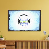 ヘッドフォンこうもりバー(ユダヤ教の)バル・ミツバーサインインボード キャンバスプリント (インサイチュ (リビング))