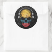 ヘッドフォンでスクラッチされたコロンビアDjスカル ラウンドシール (バッグ)