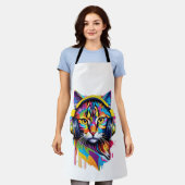 ヘッドフォンで猫を飼う エプロン (着用した状態)