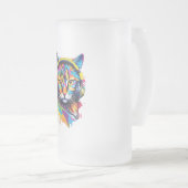 ヘッドフォンで猫を飼う フロストグラスビールジョッキ (正面右)