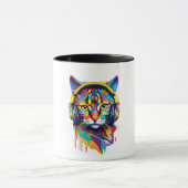 ヘッドフォンで猫を飼う マグカップ (中央)