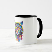 ヘッドフォンで猫を飼う マグカップ (正面右)