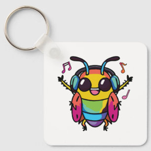ヘッドフォンで音楽に聞合うハッピーゴキブリ キーホルダー