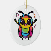 ヘッドフォンで音楽に聞合うハッピーゴキブリ セラミックオーナメント (右)