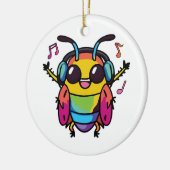 ヘッドフォンで音楽に聞合うハッピーゴキブリ セラミックオーナメント (左)